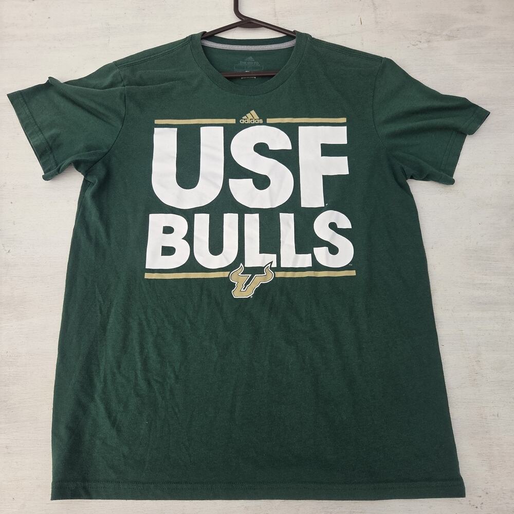 Adidas South Florida USF Bulls T-Shirt Mens L Green Short Sleeve The Go To Tee
